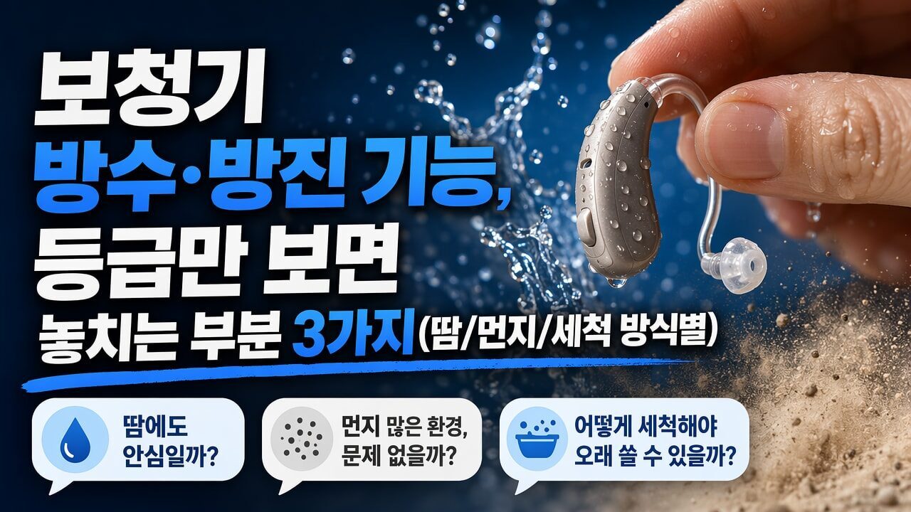 보청기 방수·방진 기능, 등급만 보면 놓치는 부분 3가지(땀/먼지/세척 방식별)