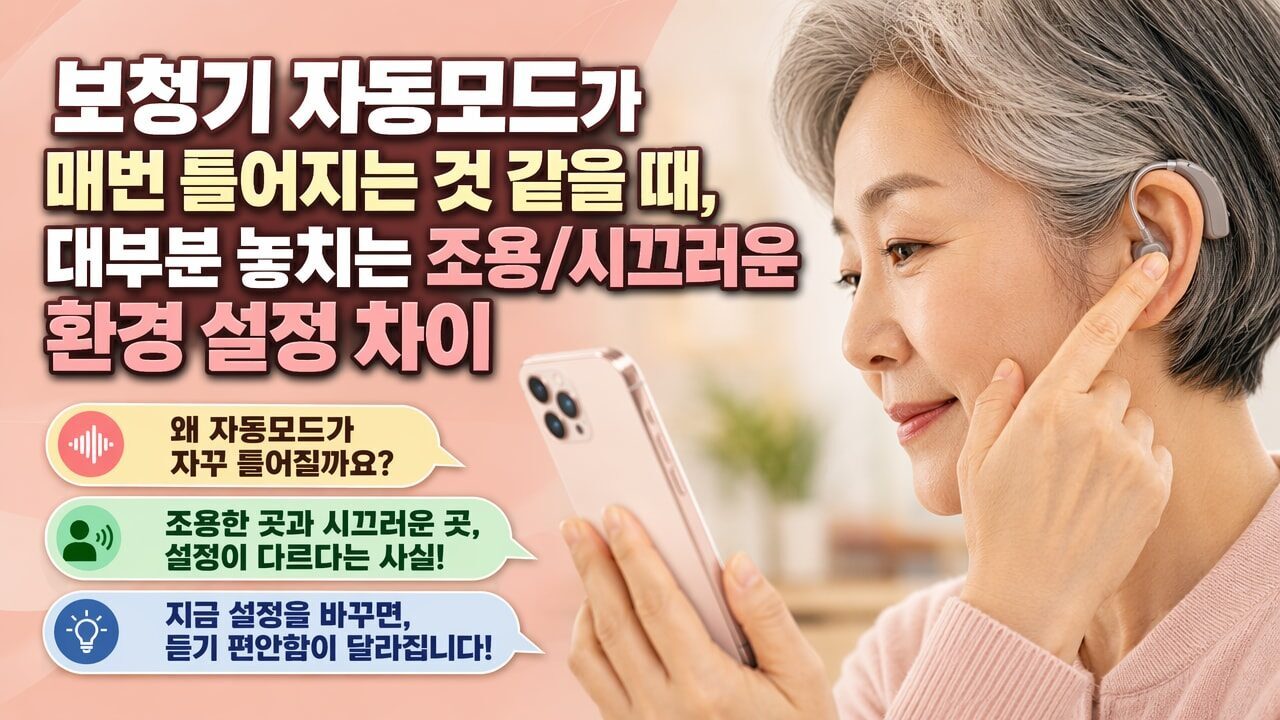 보청기 자동모드가 매번 틀어지는 것 같을 때, 대부분 놓치는 조용/시끄러운 환경 설정 차이