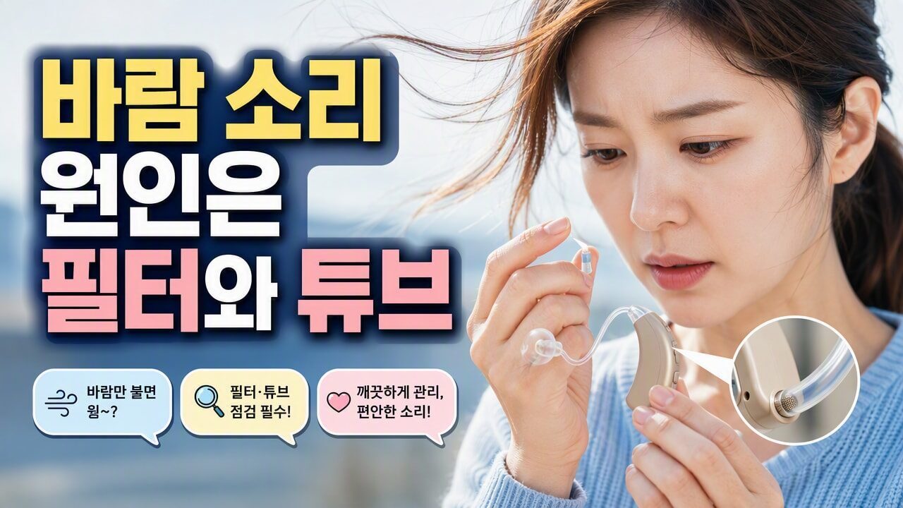 보청기에서 바람 같은 소리가 날 때, 필터 문제인지 튜브 막힘인지 구분하는 간단한 테스트
